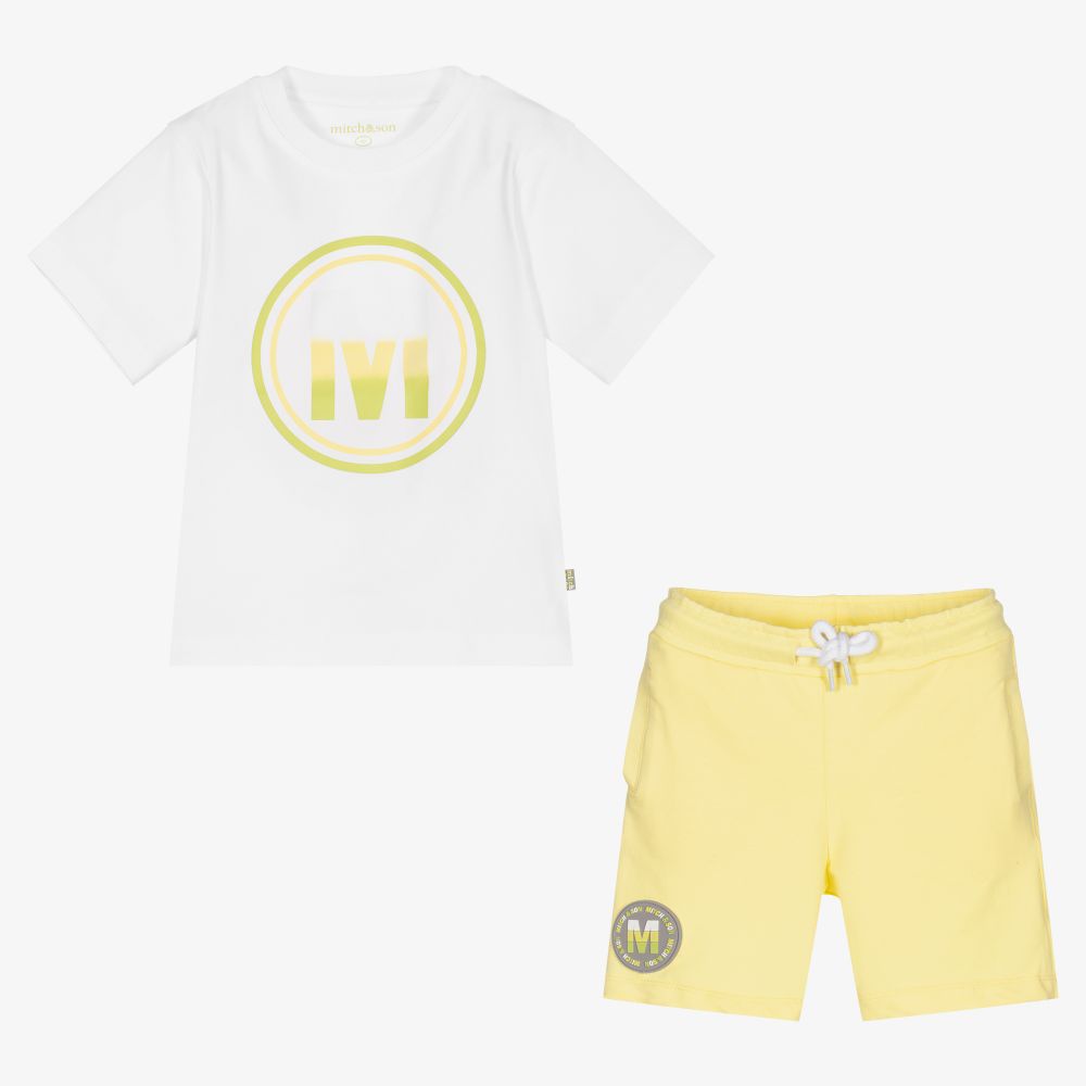 Mitch & Son-Белая футболка и желтые шорты для мальчиков | Childrensalon Outlet