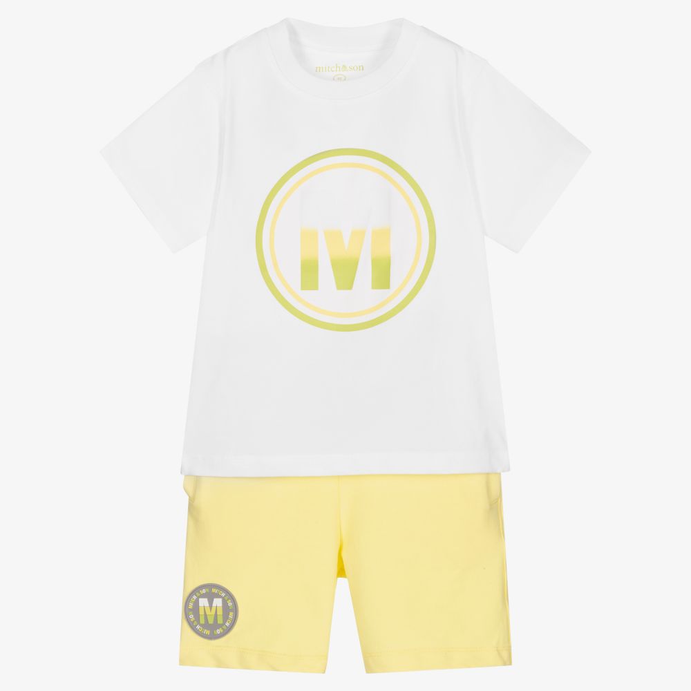 Mitch & Son - Белая футболка и желтые шорты для мальчиков | Childrensalon