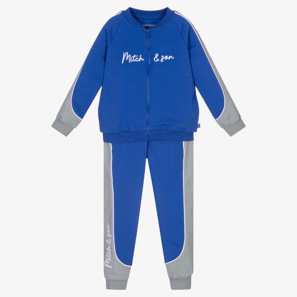 Mitch & Son-Bright Blue Cotton Tracksuit | Childrensalon Outlet