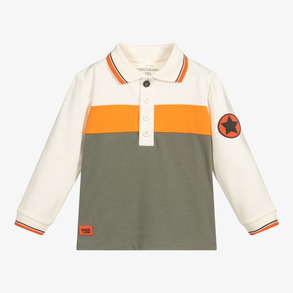 Mitch & Son - Colourblock Cotton Polo Shirt | Childrensalon