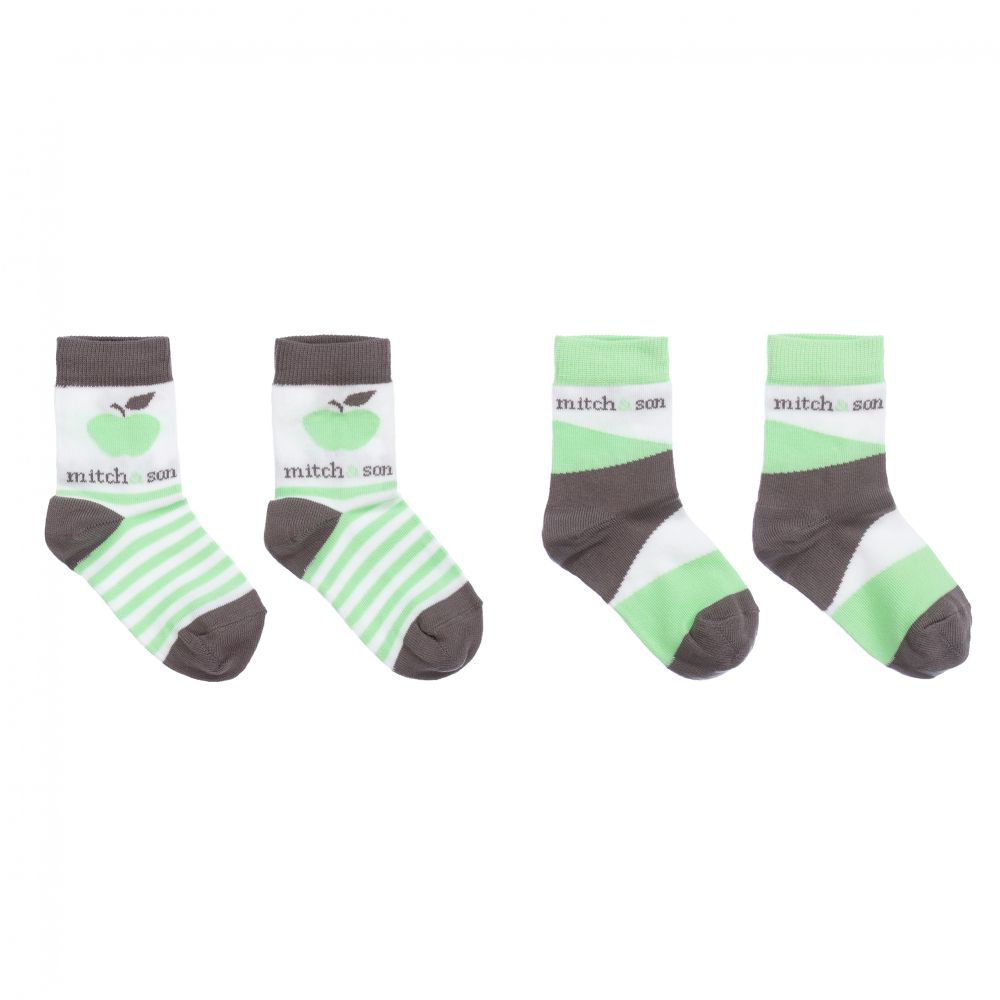 Mitch & Son - Green & Grey Socks (2 Pack) | Childrensalon