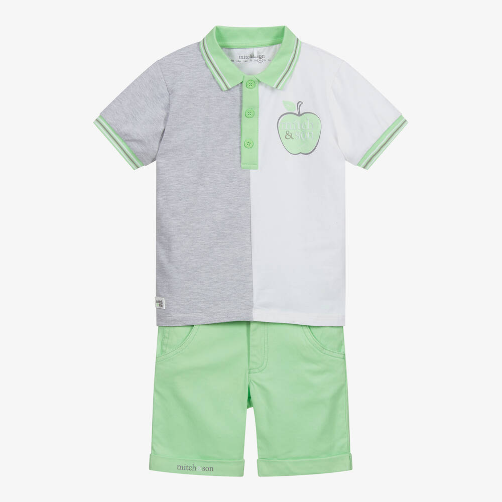 Mitch & Son-Комплект зеленого и белого цвета с шортами | Childrensalon Outlet