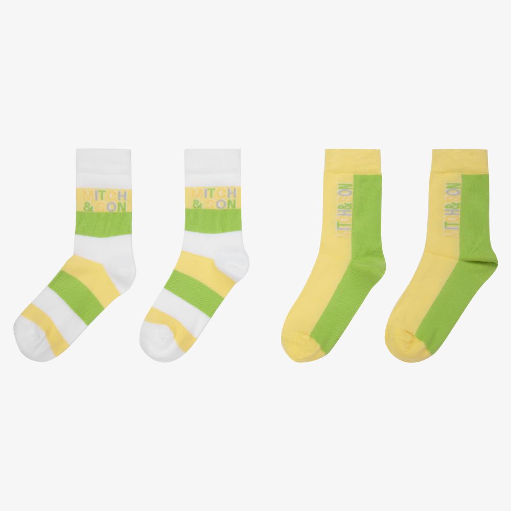 Mitch & Son-Green & Yellow Socks (2 Pack) | Childrensalon Outlet