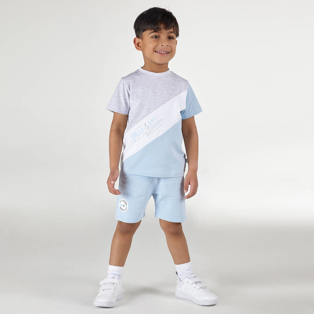 Mitch & Son-Grey & Blue Stripe T-Shirt | Childrensalon Outlet