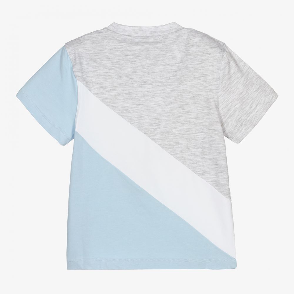Mitch & Son-Grey & Blue Stripe T-Shirt | Childrensalon Outlet