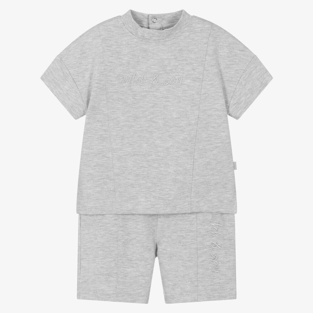 Mitch & Son-Grey Knit Shorts & Tee Ensemble | Childrensalon Outlet