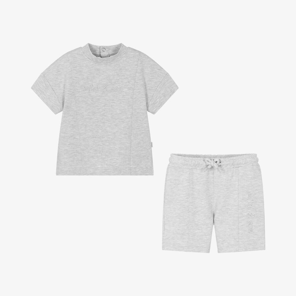 Mitch & Son-Серый вязаный комплект шорты и футболка | Childrensalon Outlet