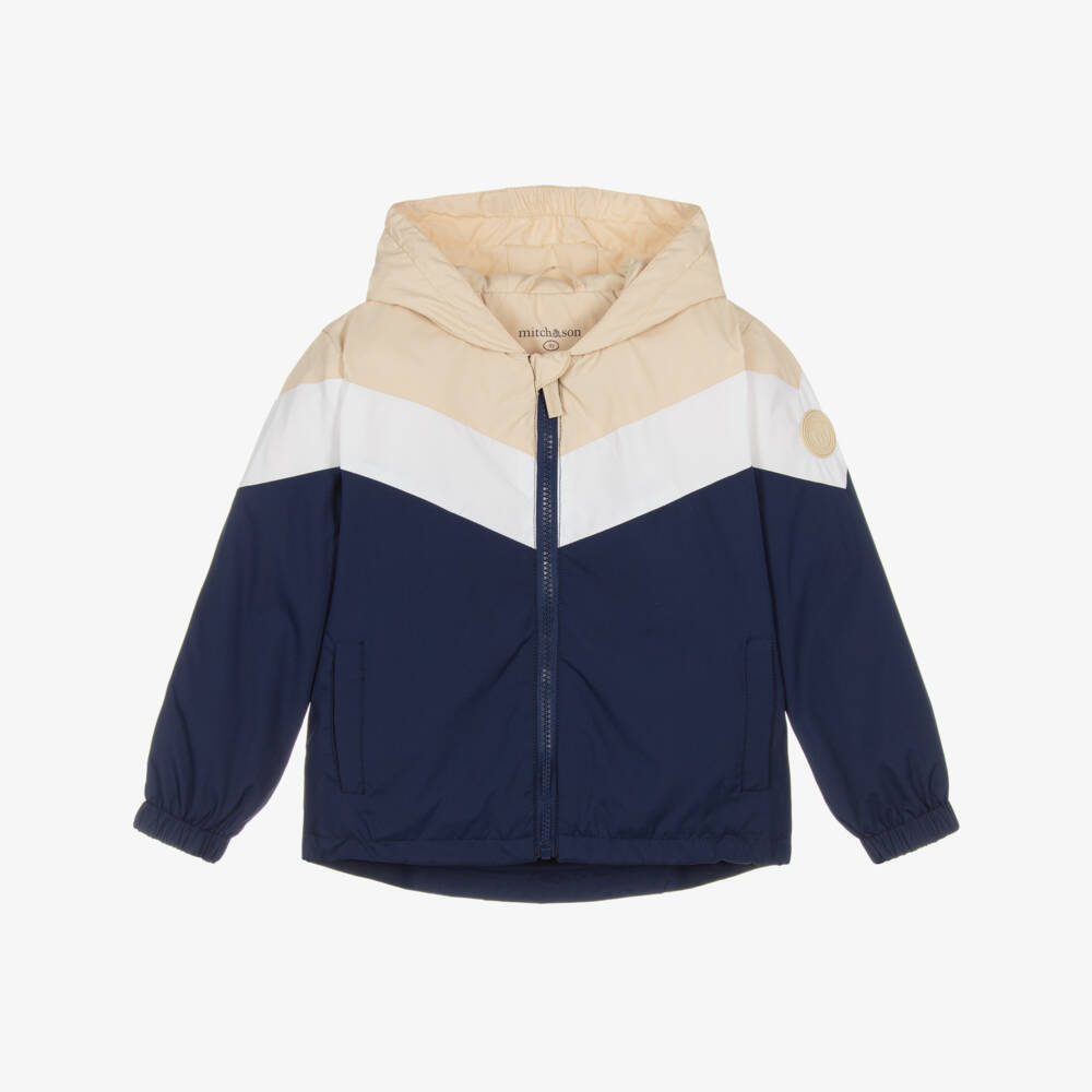 Mitch & Son-Navy & Beige Hooded Jacket | Childrensalon Outlet