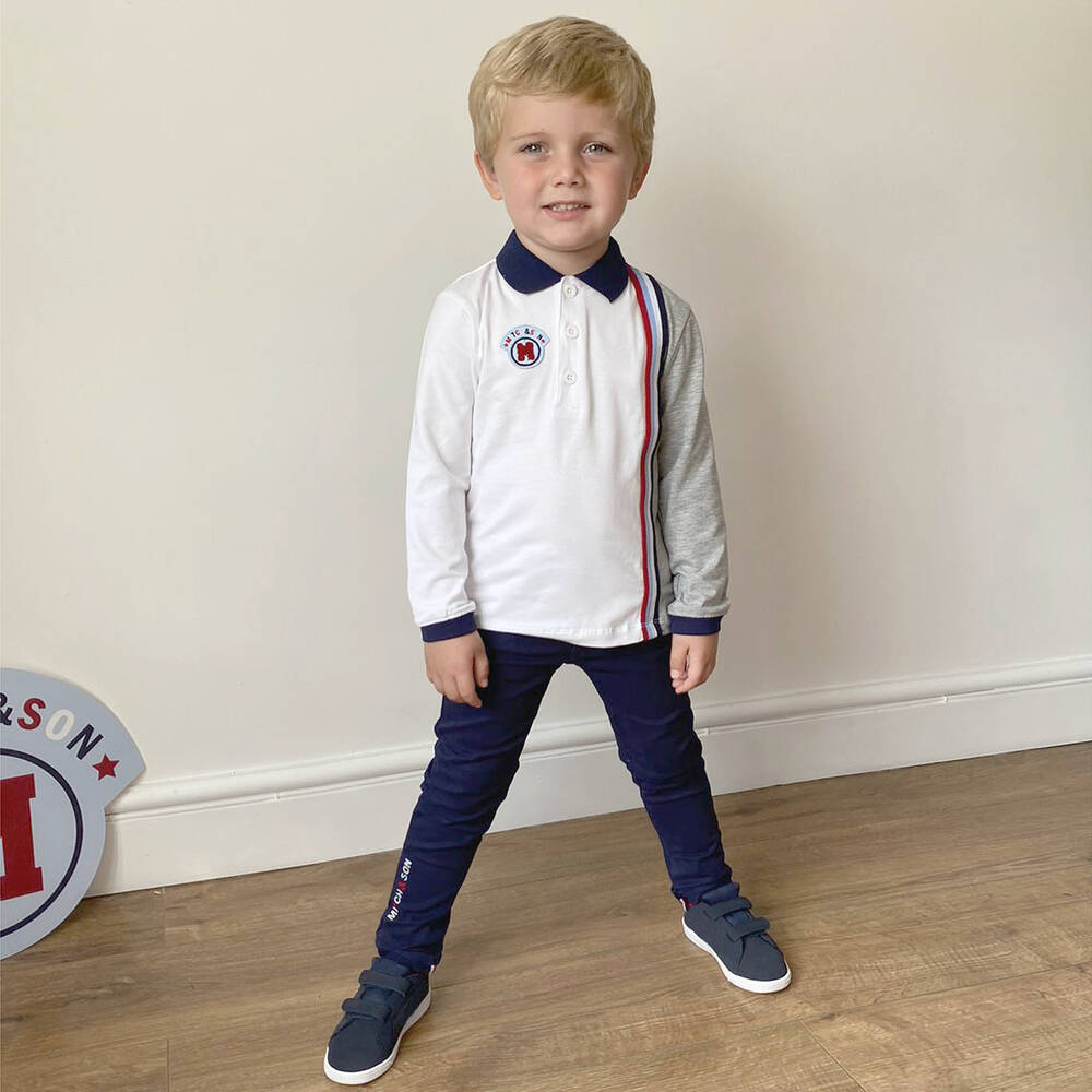 Mitch & Son-Navy Blue Cotton Trousers | Childrensalon Outlet