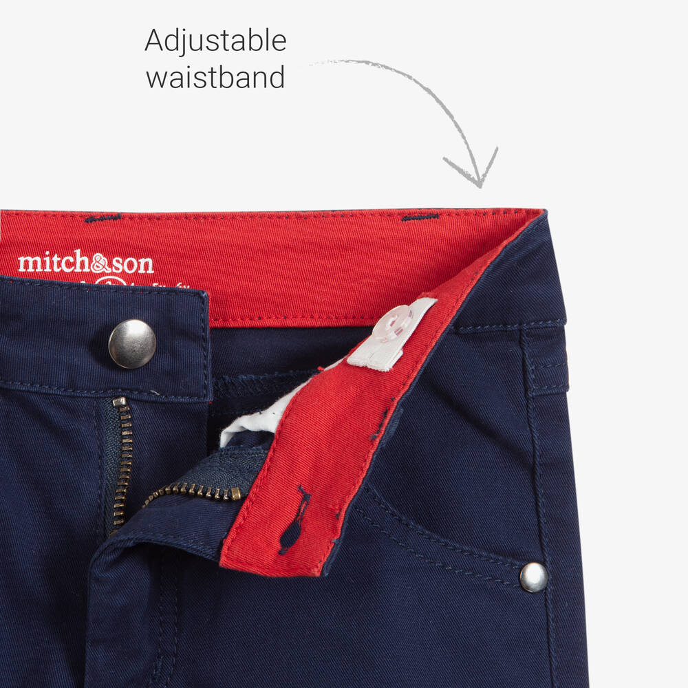 Mitch & Son-Navy Blue Cotton Trousers | Childrensalon Outlet