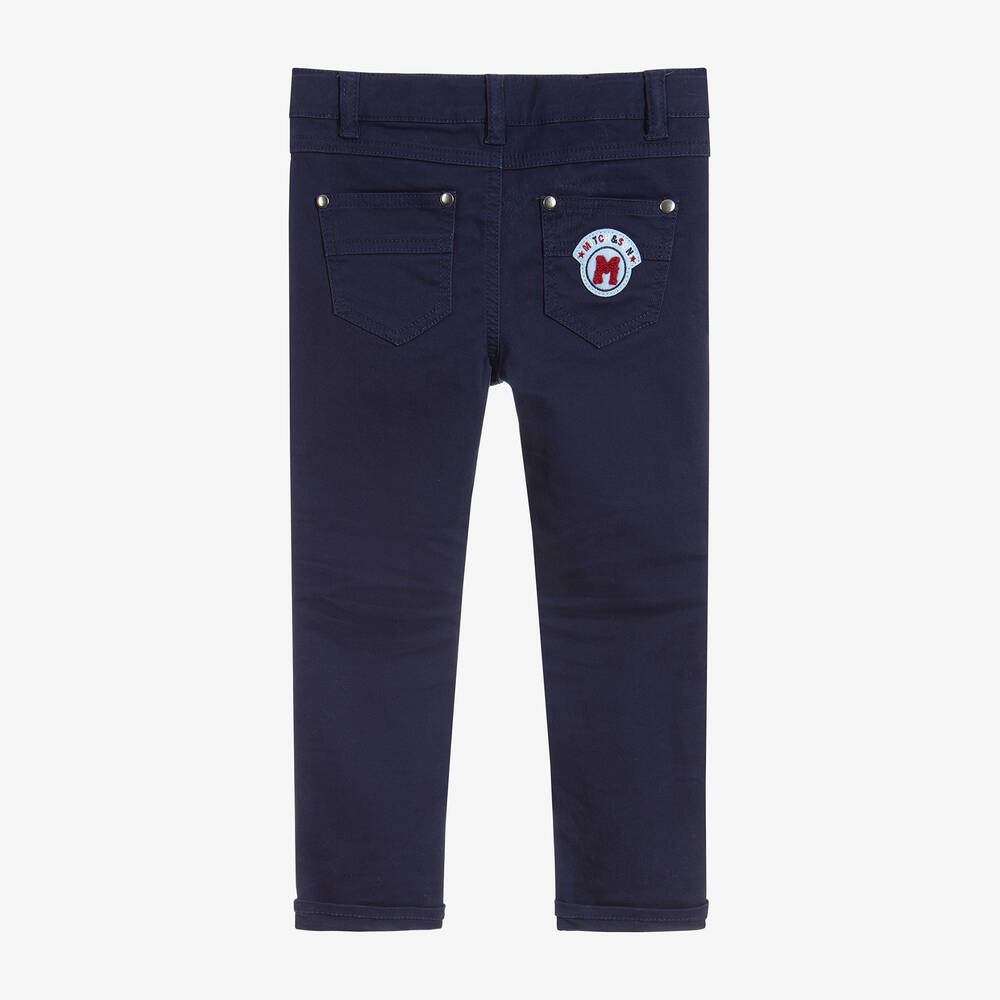 Mitch & Son-Navy Blue Cotton Trousers | Childrensalon Outlet