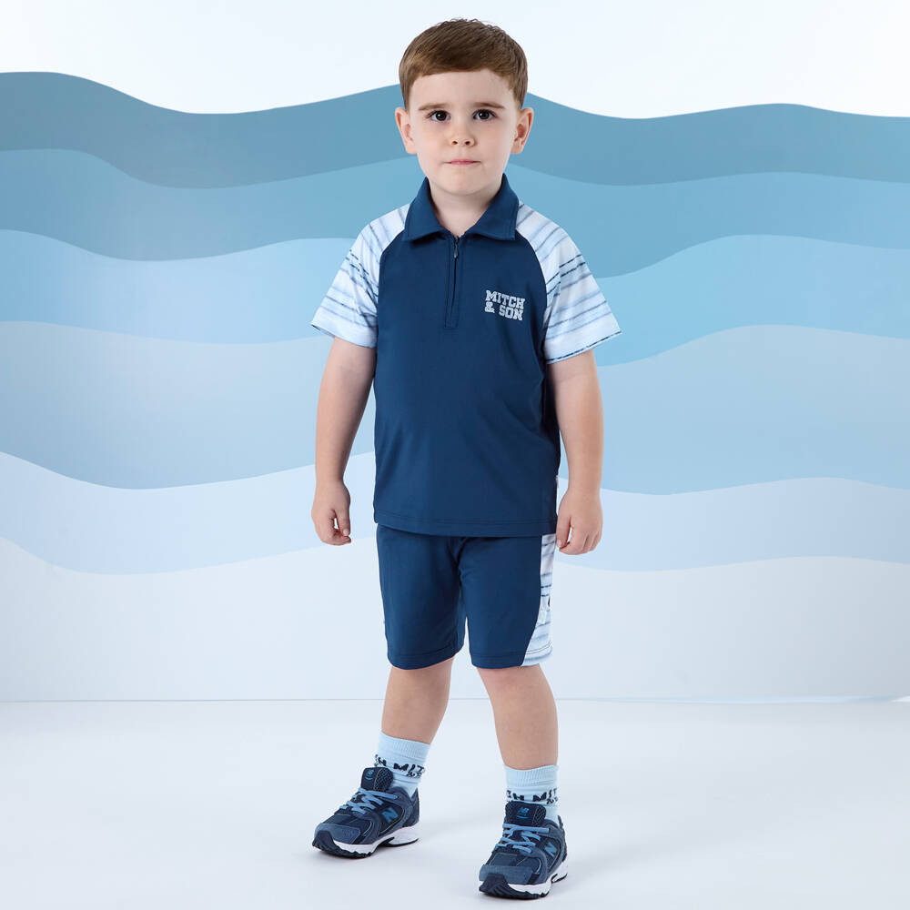 Mitch & Son-Navy Blue Stripe Ensemble for Boys | Childrensalon Outlet