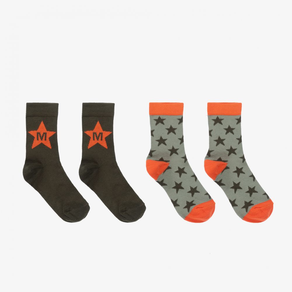 Mitch & Son - Chaussettes orange et vertes (2 paires) | Childrensalon