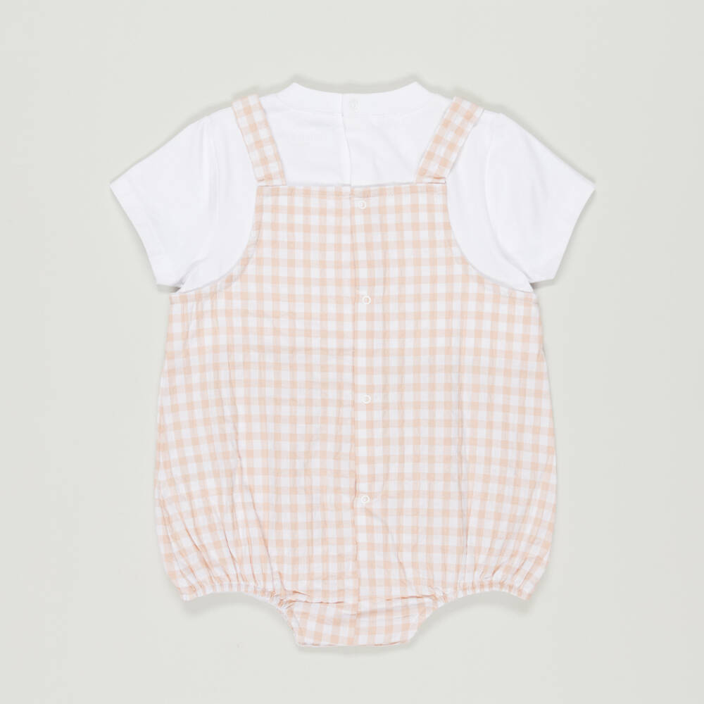 Mitch & Son-Preloved Baby Boys Beige Check Cotton Shortie (18 month) | Childrensalon Outlet