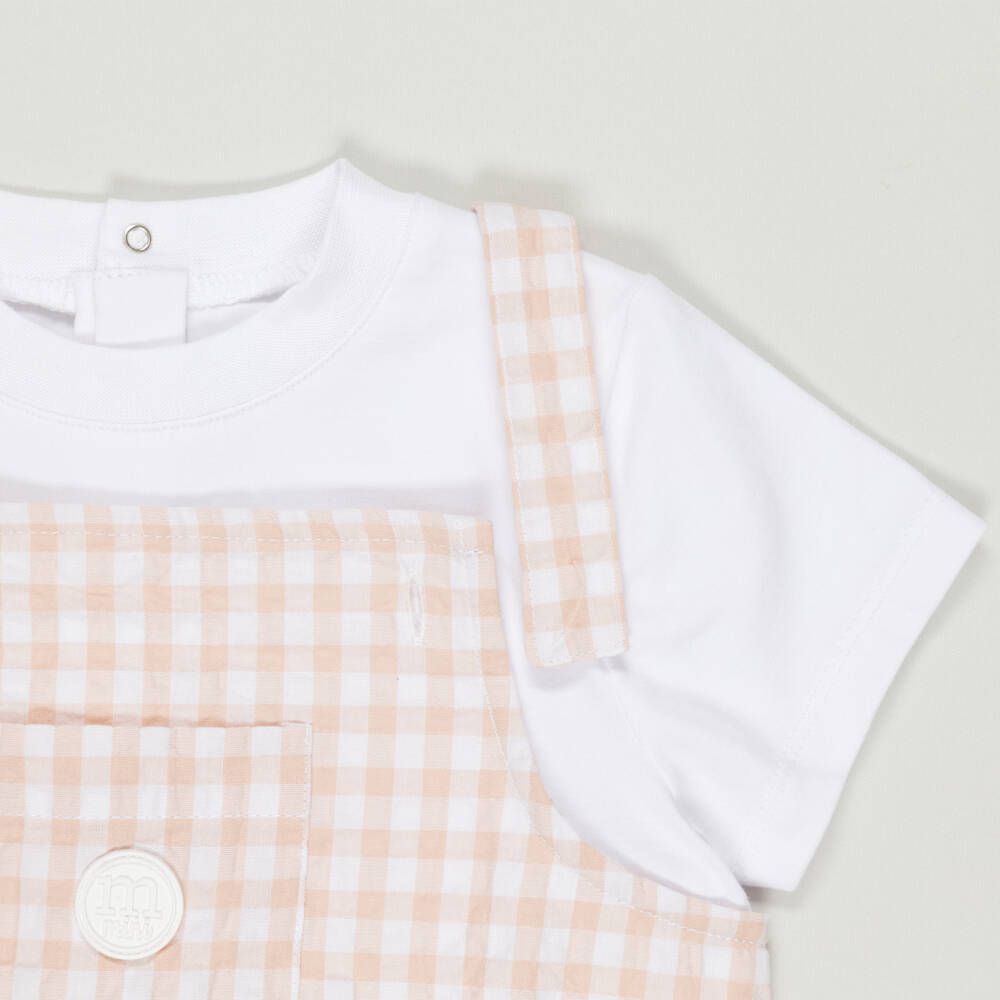 Mitch & Son-Preloved Baby Boys Beige Check Cotton Shortie (18 month) | Childrensalon Outlet