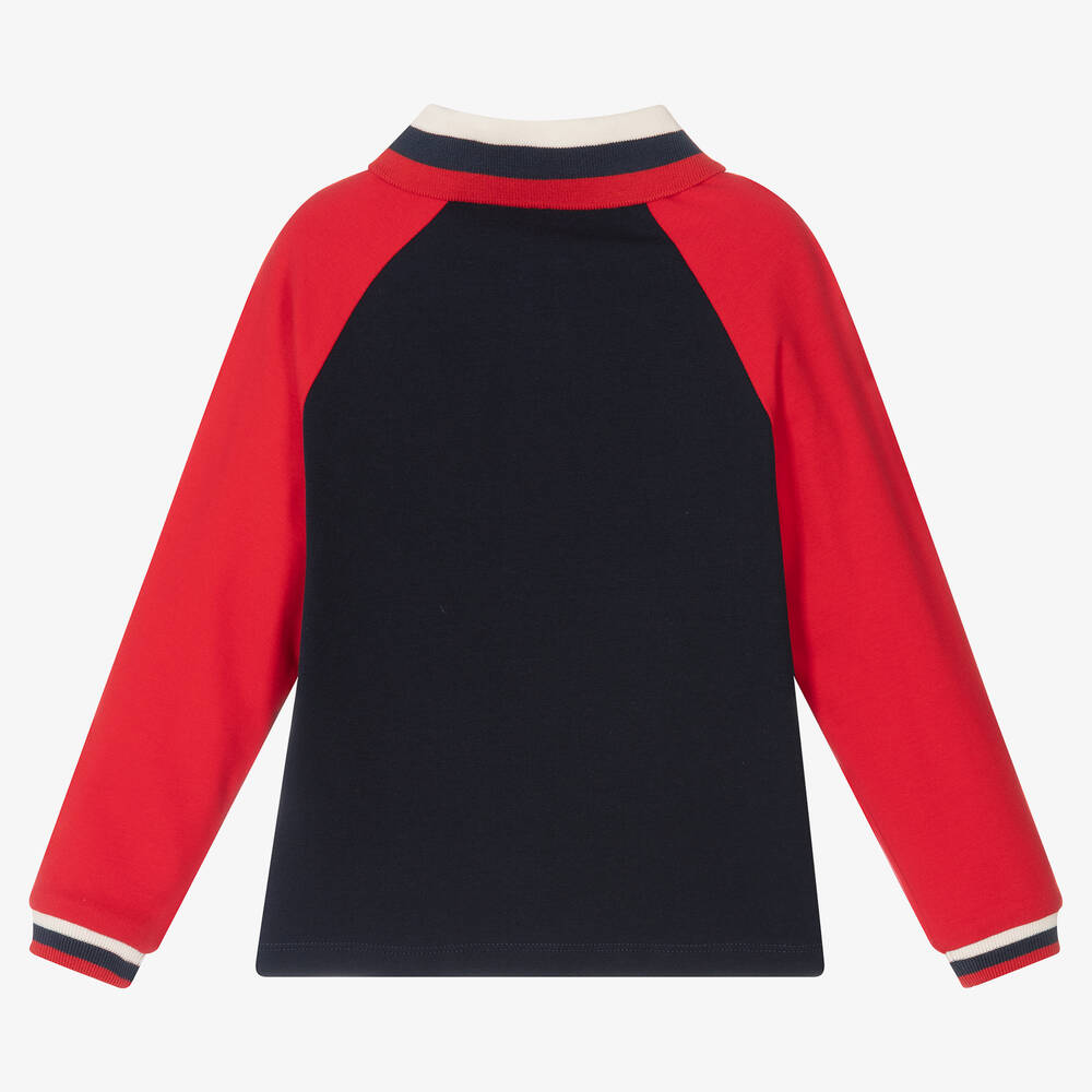 Mitch & Son-توب بولو قطن جيرسي لون كحلي وأحمر للأولاد | Childrensalon Outlet