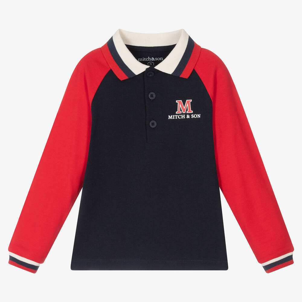 Mitch & Son-Red & Blue Cotton Polo Shirt | Childrensalon Outlet