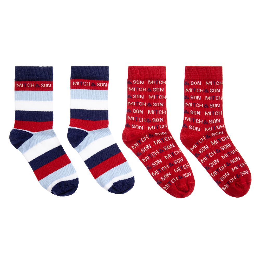 Mitch & Son - Red & Blue Socks (2 Pack) | Childrensalon