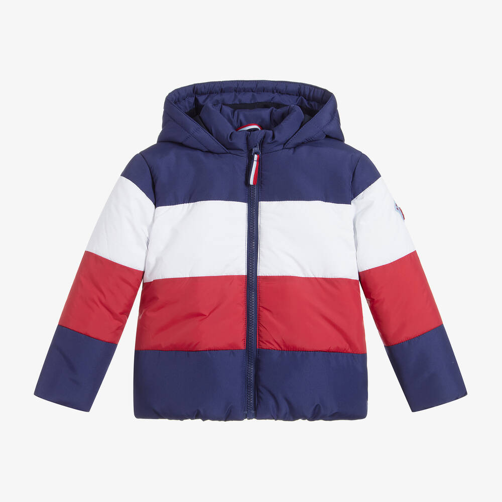 White blue and red jacket on sale