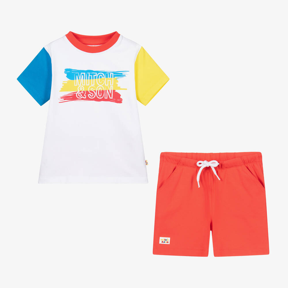 Mitch & Son-Комплект красного и белого цвета с шортами | Childrensalon Outlet