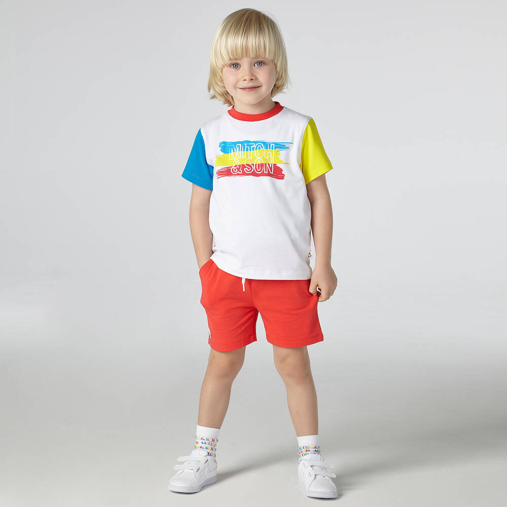 Mitch & Son-Комплект красного и белого цвета с шортами | Childrensalon Outlet