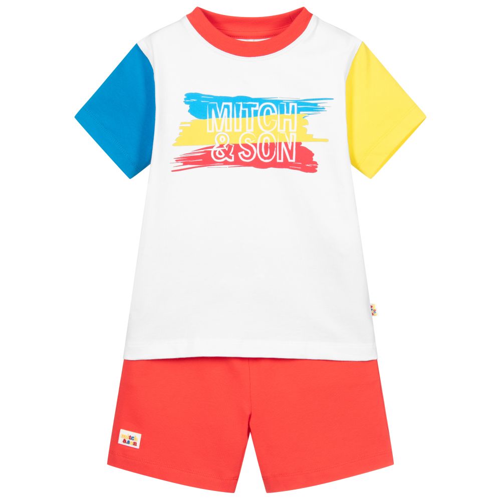 Mitch & Son - Shorts-Set in Rot und Weiß | Childrensalon