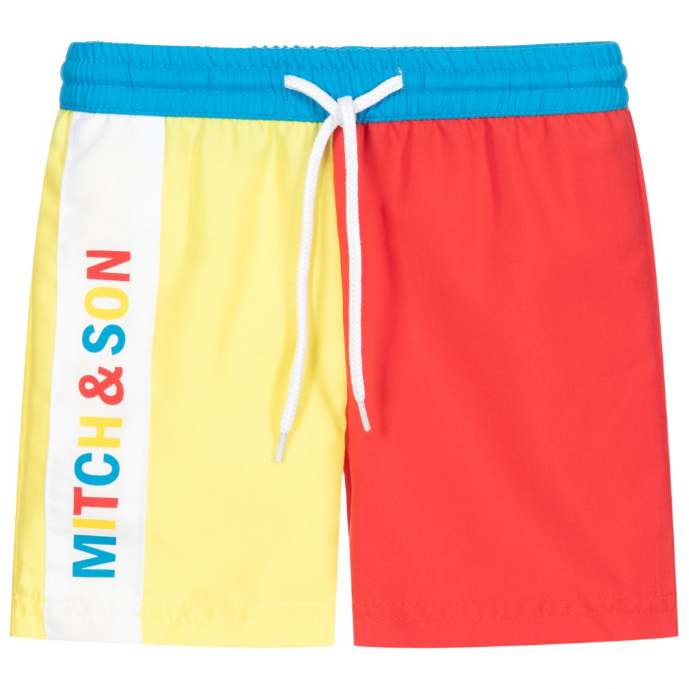 Mitch & Son-شورت سباحة لون أحمر وأصفر للأولاد | Childrensalon Outlet