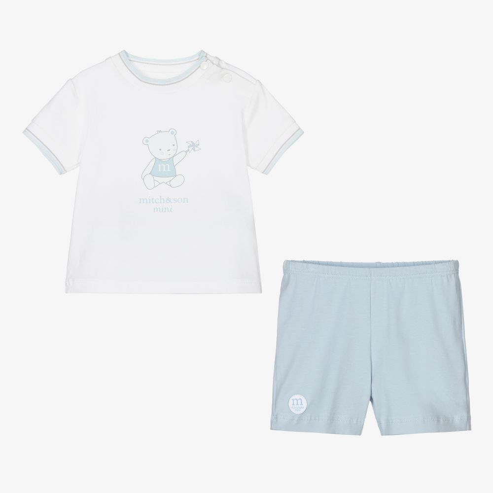 Mitch & Son-Белая футболка и голубые шорты для малышей | Childrensalon Outlet