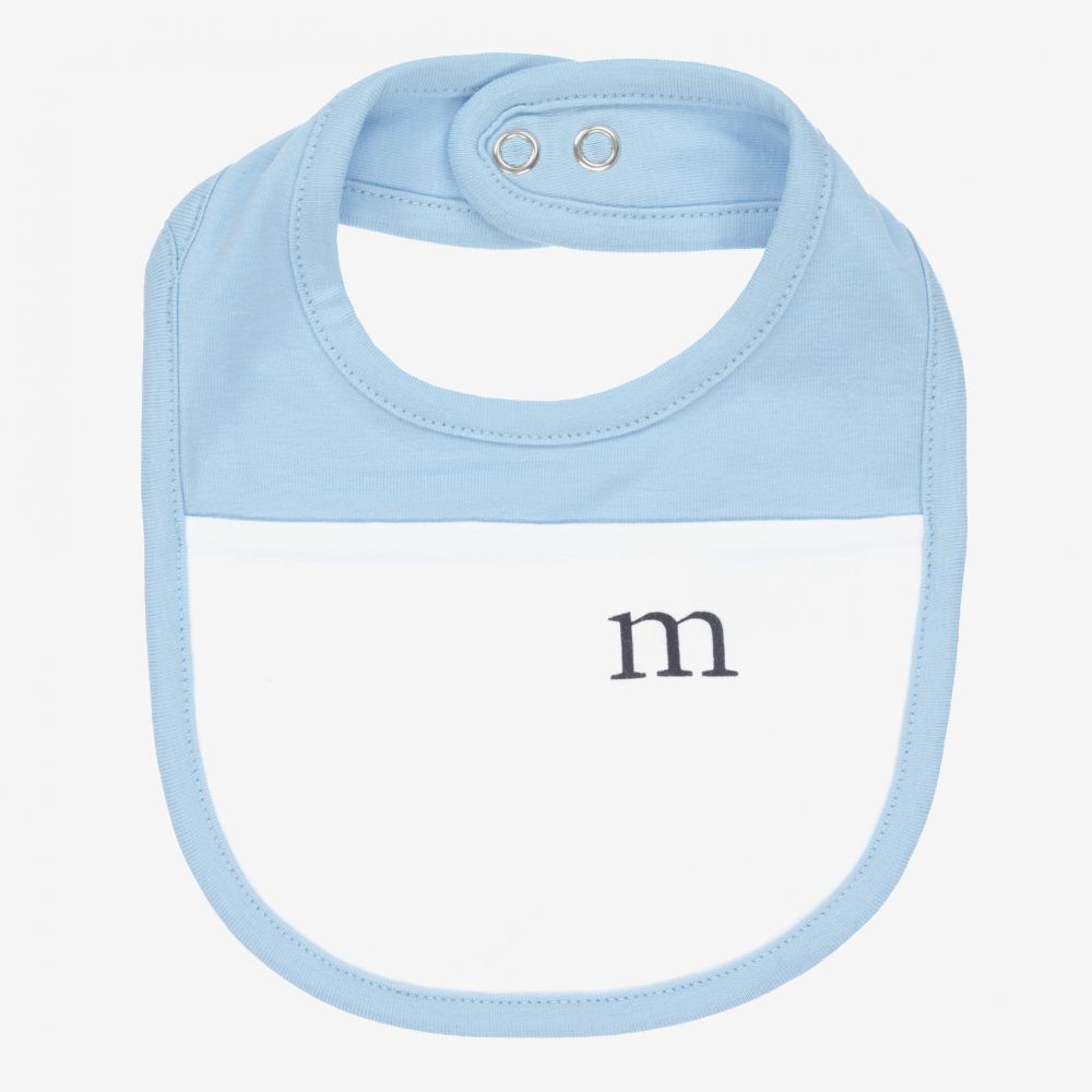 Mitch & Son-White & Blue Cotton Baby Bib | Childrensalon Outlet