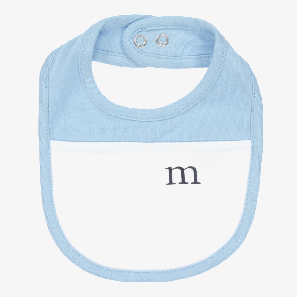 Mitch & Son - White & Blue Cotton Baby Bib | Childrensalon