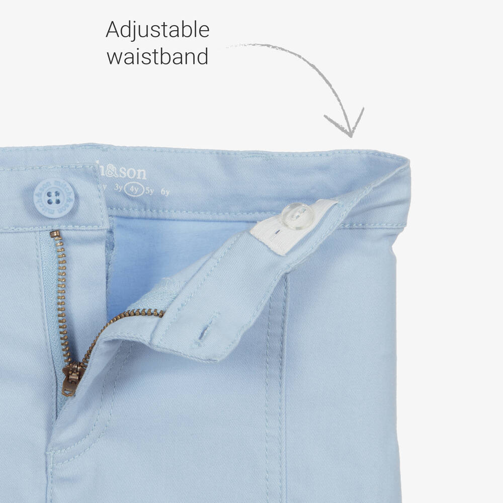 Mitch & Son-شورت وتوب قطن جيرسي وتويل لون أبيض وأزرق | Childrensalon Outlet