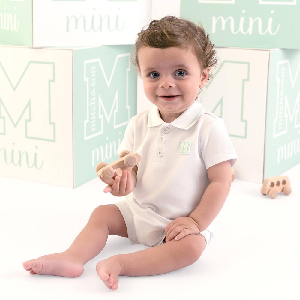 Mitch & Son-White & Mint Green Detailed Shorties | Childrensalon Outlet