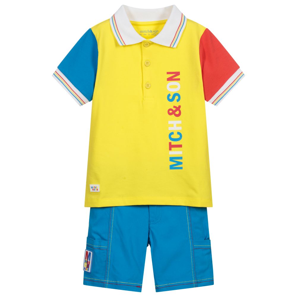 Mitch & Son - Kurzes Set mit Shorts in Gelb und Blau | Childrensalon