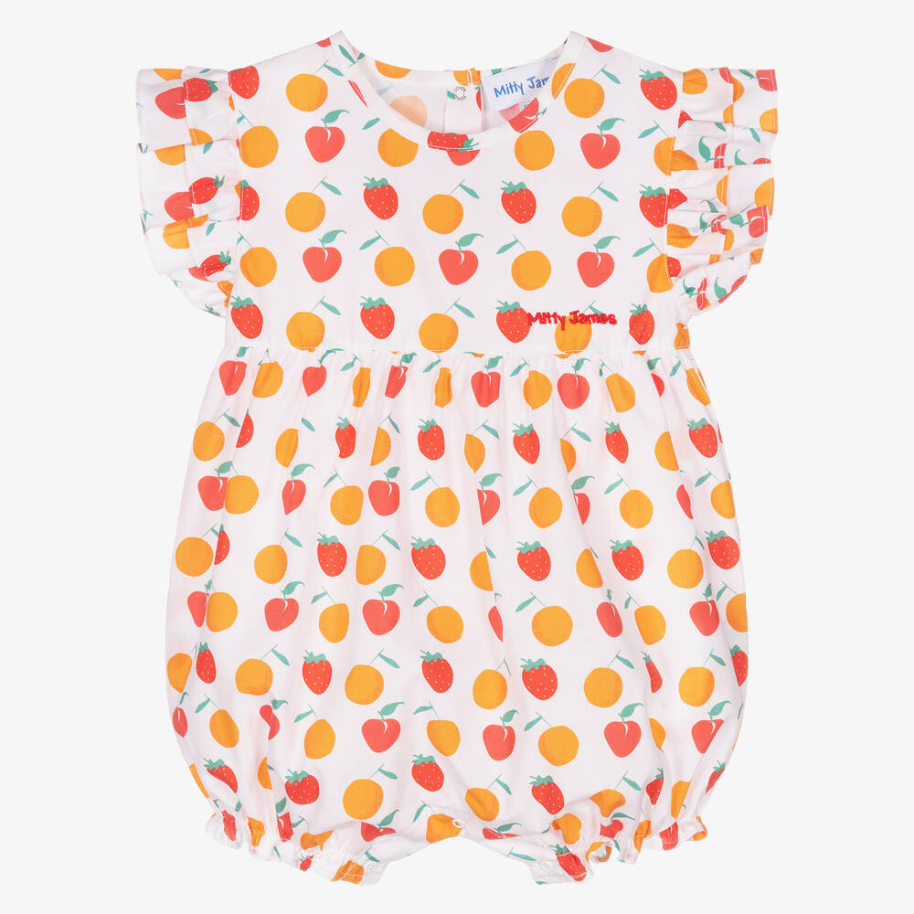 Mitty James - Baby Girls White Cotton Fruit Shortie | Childrensalon