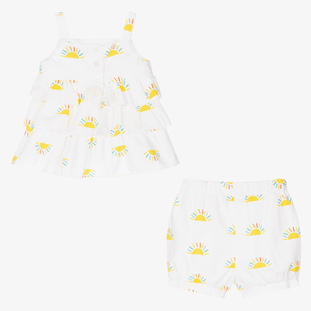 Mitty James-Baby White Cotton Sunshine Shorts Set | Childrensalon Outlet