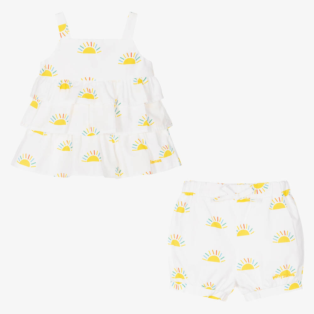 Mitty James-Baby White Cotton Sunshine Shorts Set | Childrensalon Outlet
