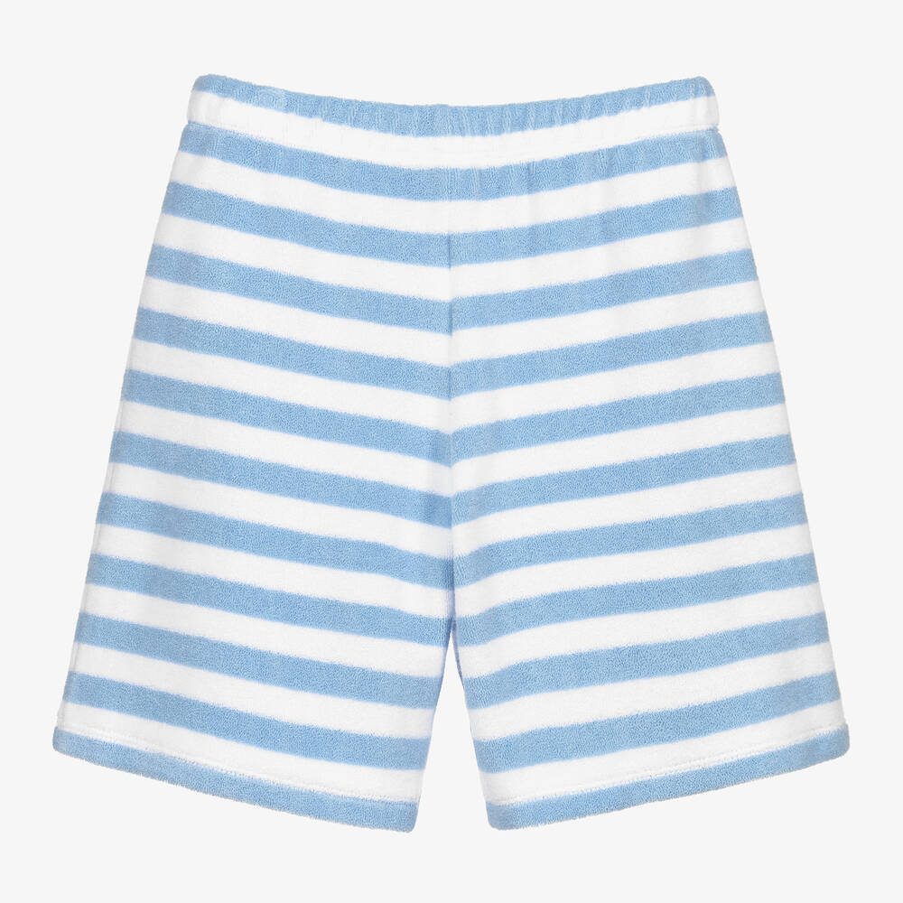 Mitty James-Blue Striped Cotton Towelling Shorts | Childrensalon Outlet