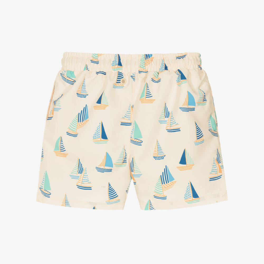 Mitty James-Boys Beige Boat Patterned Trunks | Childrensalon Outlet