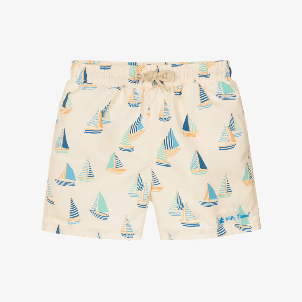 Mitty James-Boys Beige Boat Patterned Trunks | Childrensalon Outlet