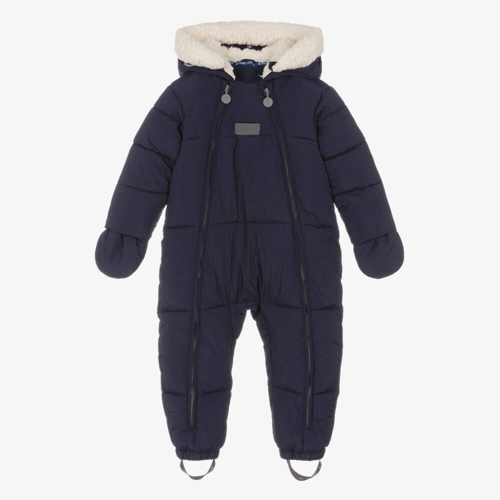Mitty James-Boys Blue Quilted Winter Jumpsuit | Childrensalon Outlet