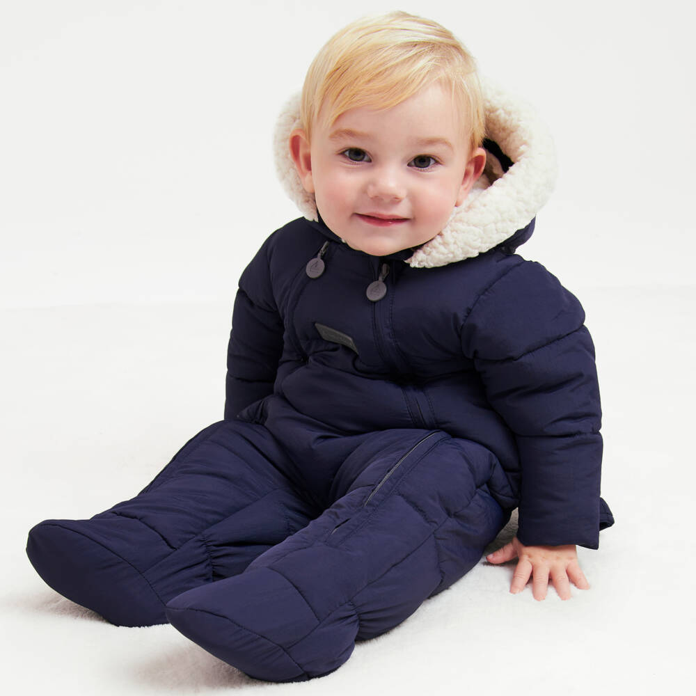 Mitty James-Boys Blue Quilted Winter Jumpsuit | Childrensalon Outlet