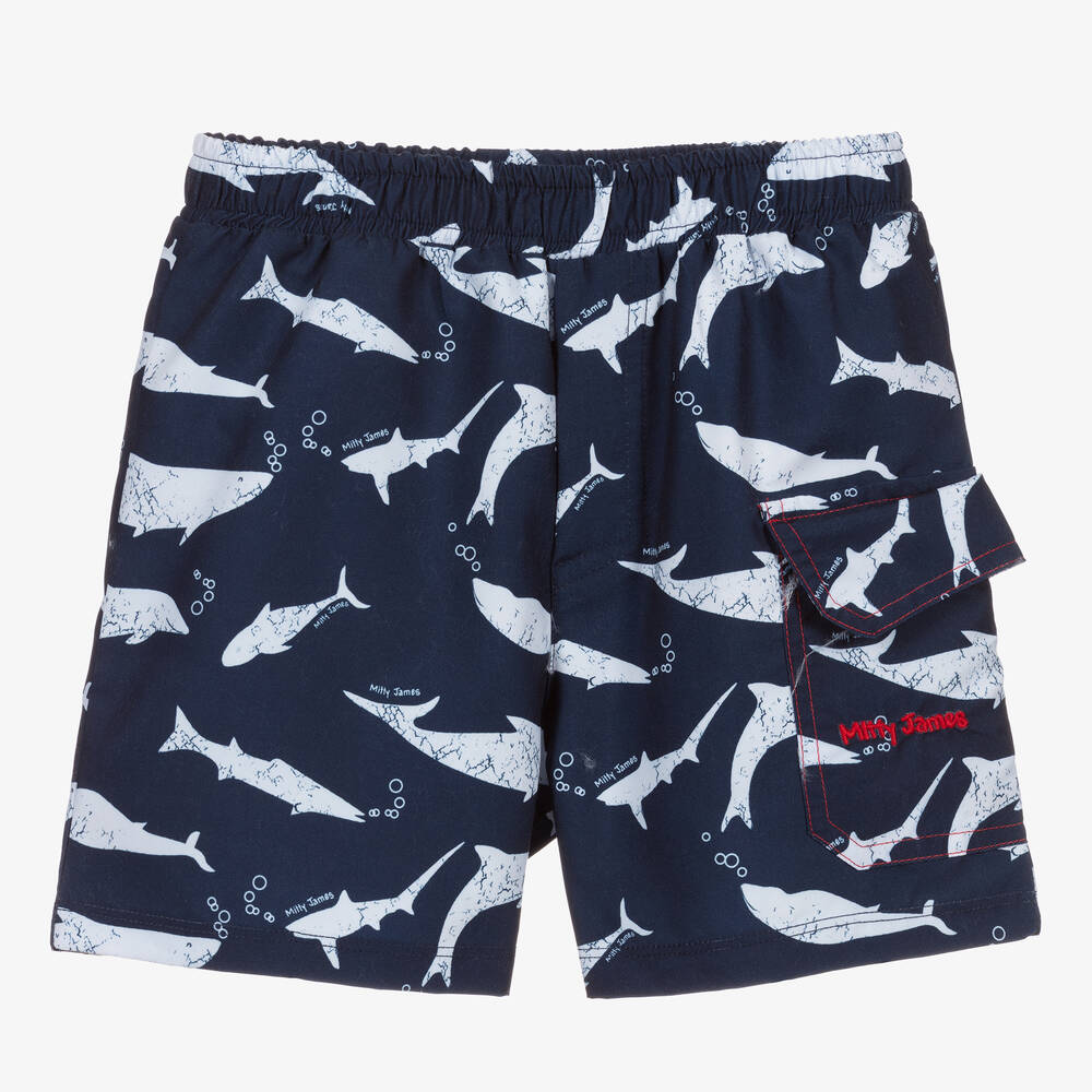 Mitty James - Boys Blue Shark Swim Shorts (UPF 50+) | Childrensalon