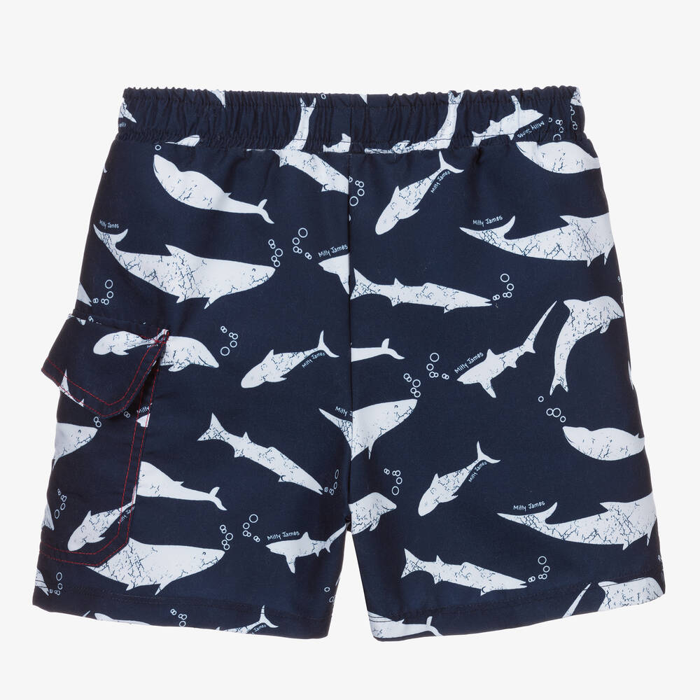 ميتي جيمس-شورت سباحة بطبعة الحيتان لون كحلي للأولاد (UPF 50+) | Childrensalon Outlet