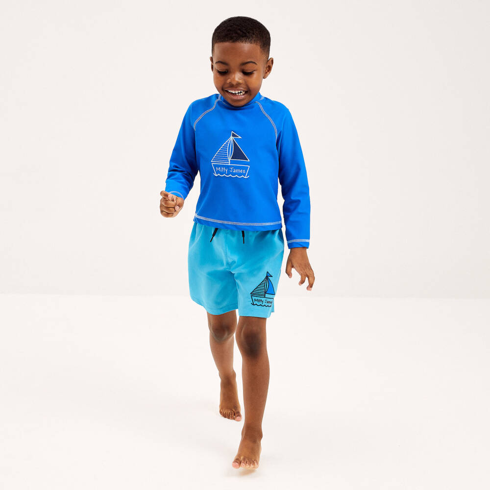Mitty James-Boys Blue Sun Guard Swim Shirt | Childrensalon Outlet