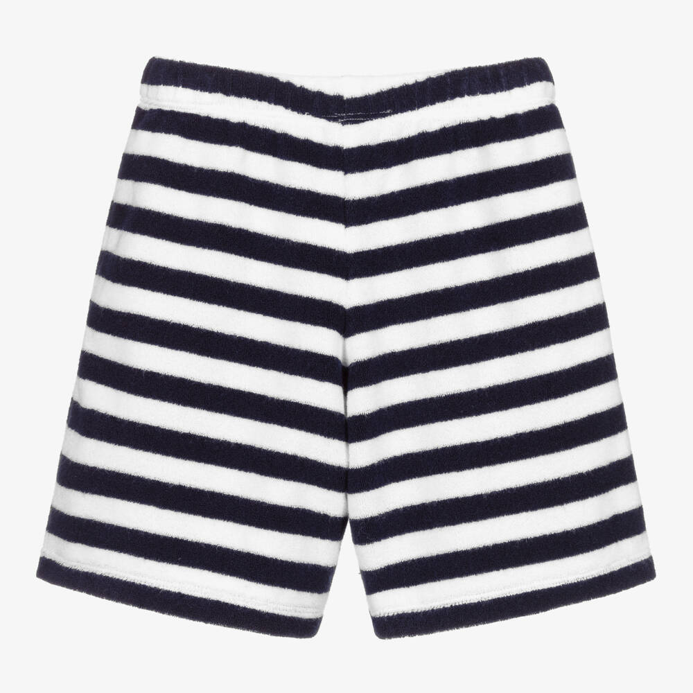 Mitty James-Boys Navy Striped Towelling Shorts | Childrensalon Outlet