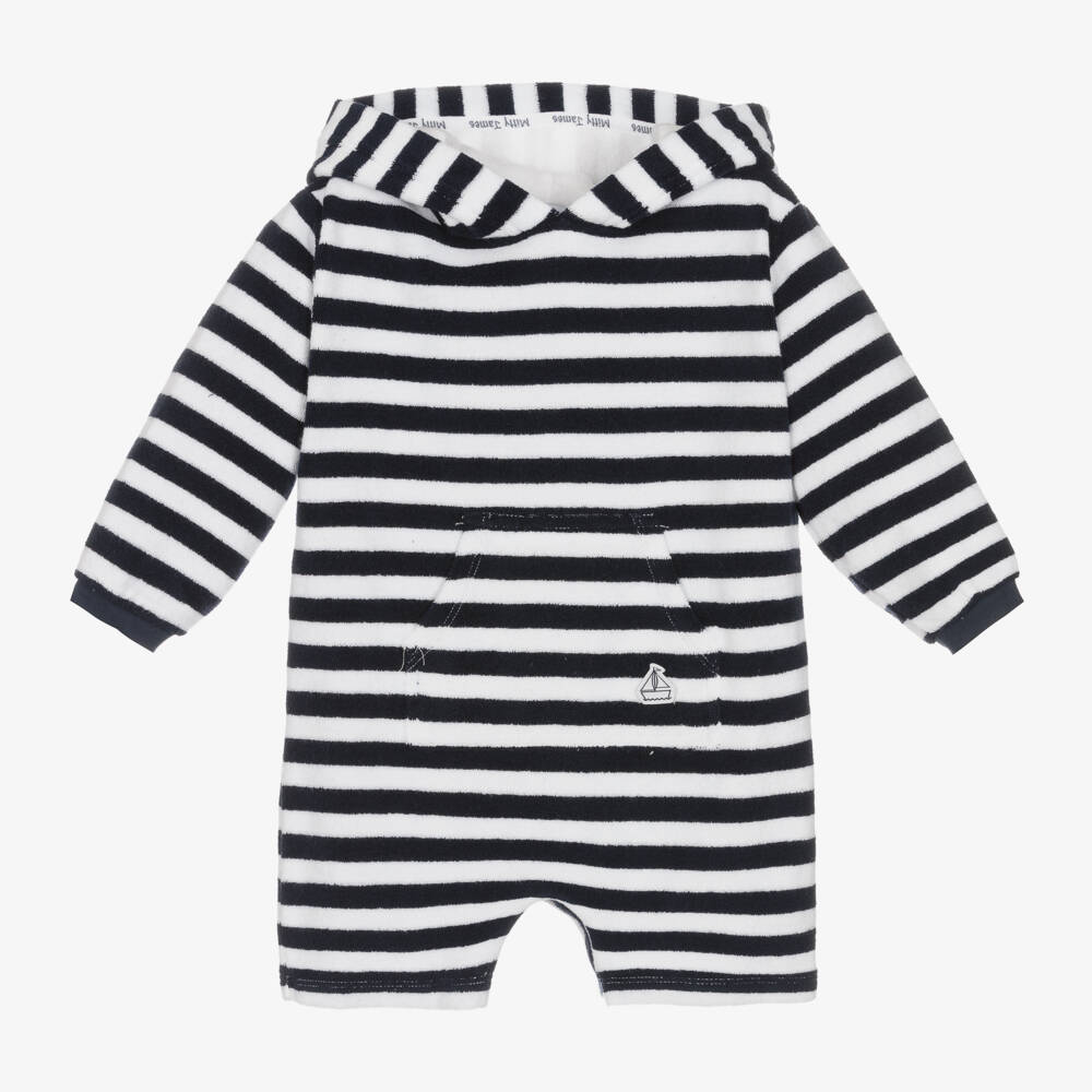 Mitty James-Комбинезон синий в полоску для мальчиков из махровой ткани | Childrensalon Outlet