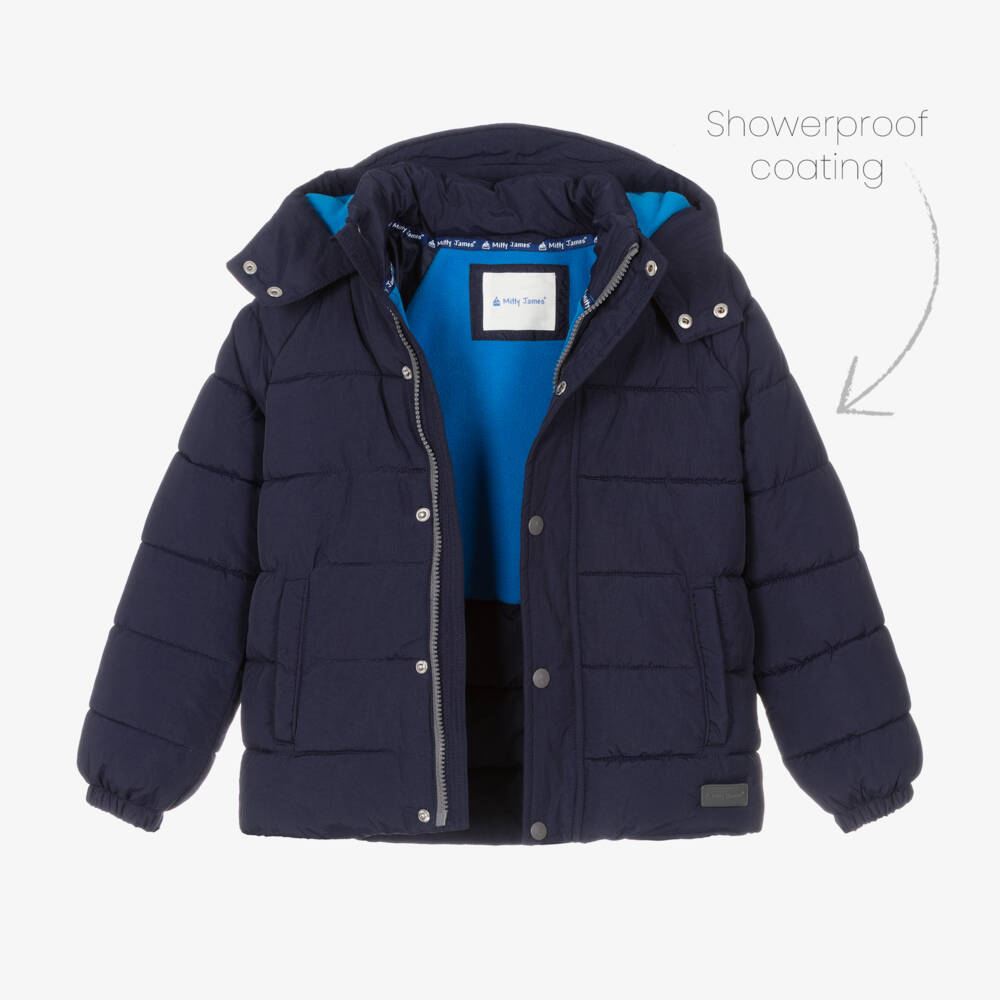 Mitty James-Boys Navy Weatherproof Puffer Jacket | Childrensalon Outlet