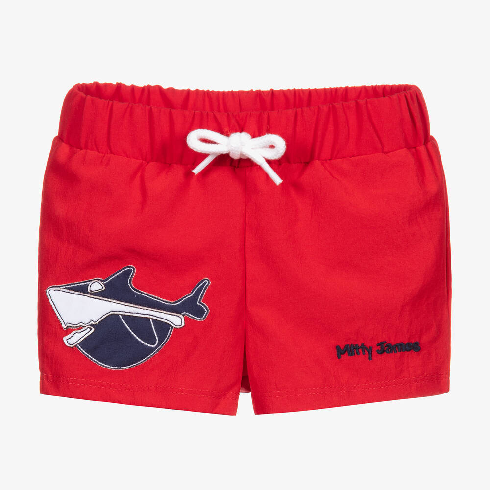 Mitty James - Rote Badeshorts mit Haiprint (J) | Childrensalon