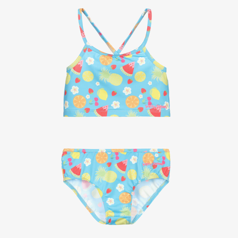 Mitty James - Girls Blue Fruits & Flowers Tankini (UPF 50+) | Childrensalon