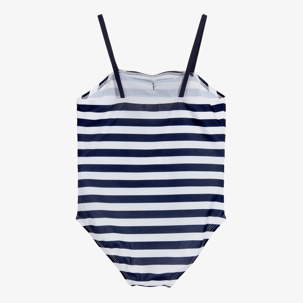 Mitty James-Girls Blue Striped Swimsuit (UPF 50+) | Childrensalon Outlet